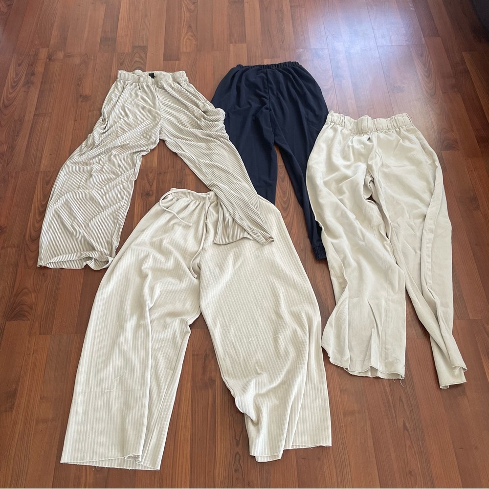 Zara, H&M Uniqlo Beige and Black Pants Set